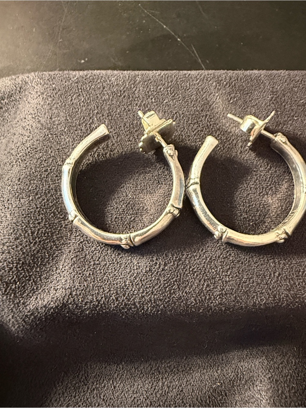 John Hardy Silver Bamboo Hoop Earrings